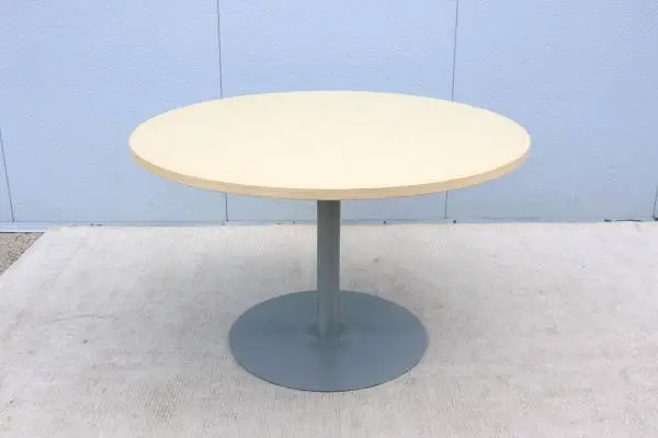 Contemporary Haworth Jive 48 in Round Veneer Top Conference Table