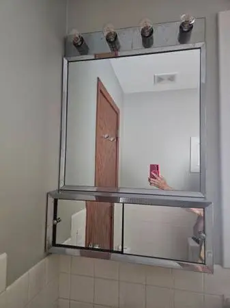Vintage MID-CENTURY CHROME & GLASS MEDICINE CABINET / MIRROR