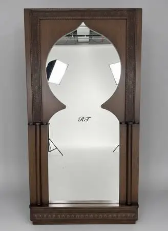 New Moroccan handmade antique-style wooden carved Arch Mirror 77” x 36
