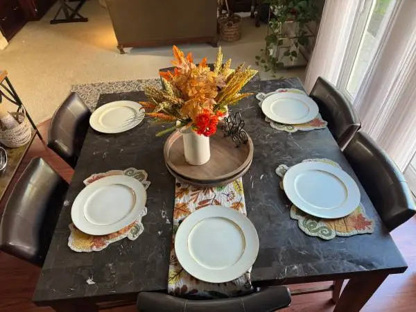 Dining Table with marble top with 6 chairs (7-piece)