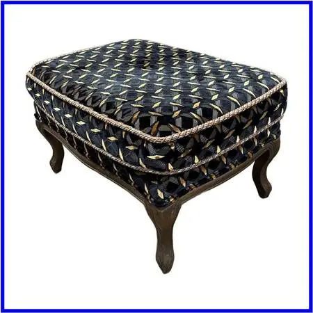 Traditional Geometric Velvet Ottoman