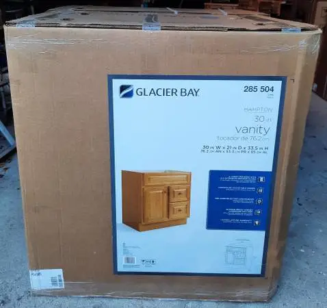 NEW Glacier Bay Hampton 30 W x 21 D x 33.5H Bath Vanity Cabinet Oak