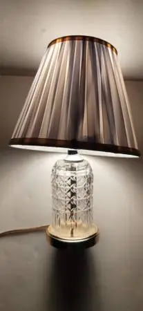 LOWER PRICE: LIKE NEW: Elegant crystal table lamp with pleated shade.