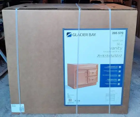 NEW Glacier Bay Hampton 36 W x 21 D x 33.5H Bath Vanity Cabinet Oak