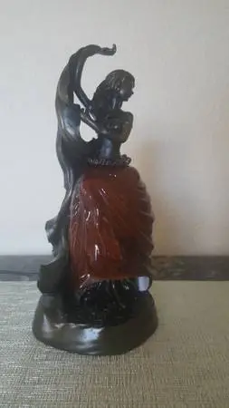 Beautiful Art Lady Desk Lamp with Glass Shade Not Marked