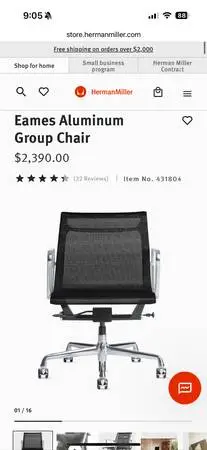 2 x Herman Miller Eames Mesh Mid Height Chair
