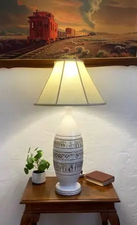 Tall MCM Off-White Ceramic Table Lamp