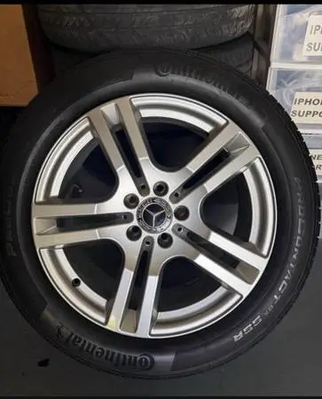 4 Rims Mercedes and 3 tires 235/55/18 - factory OEM wheel rims designed for Merc