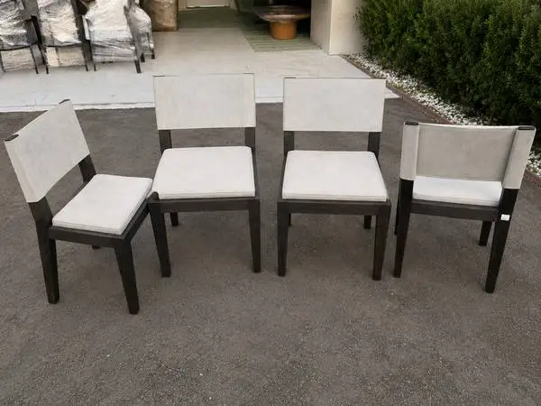 Restoration hardware rh 4 veneto leather oak saddle side dining chairs