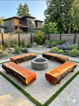 Redwood Live Edge Beam Block Bench