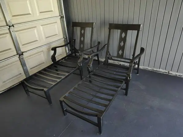 Outdoor patio chaise lounging chairs, pool furniture loungers