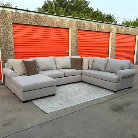 Gray U-Shaped Sectional Couch - FREE DELIVERY!