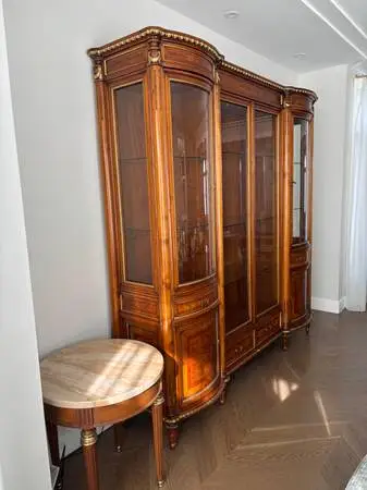 Fratelli Radice Art. Louis XV style walnut and briarwood china cabinet