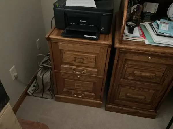 Two drawer oak filling cabinet