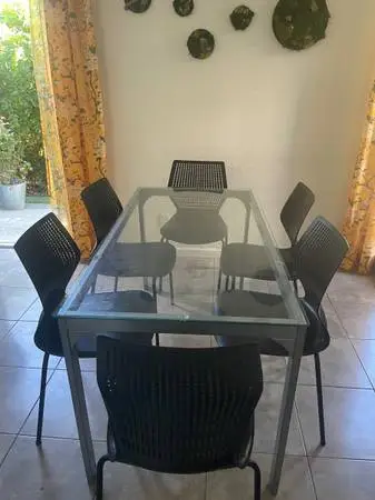 Modern glass table and chairs