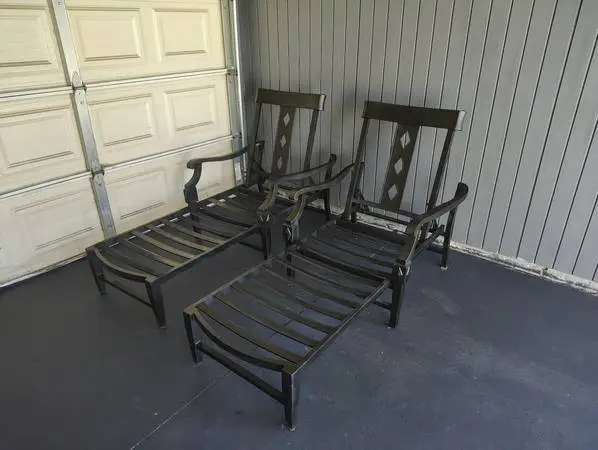 Outdoor patio chaise lounge chairs, pool furniture loungers