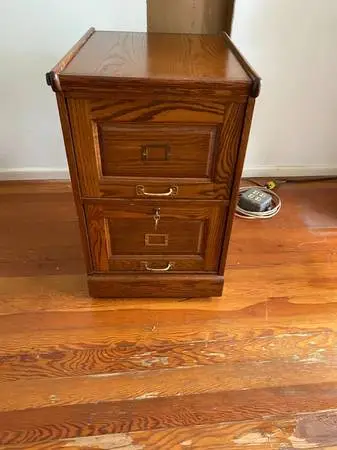 Winners Only Solid Oak 2 Drawer Filing File Cabinet