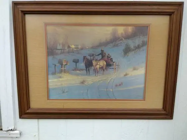 Vintage g. Harvey Riding With Grandpa Lithograph