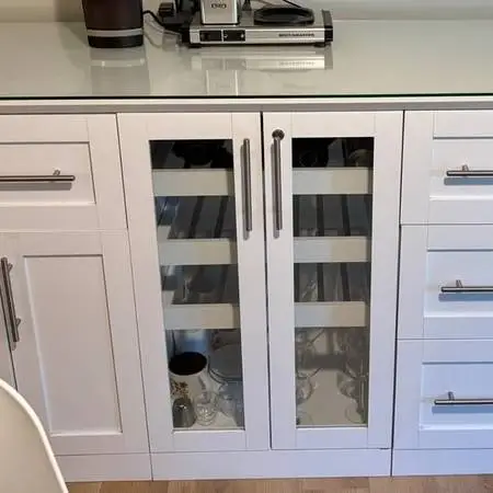 Modern Storage Cabinets/Wine Bar 5-Piece Set with Glass Top
