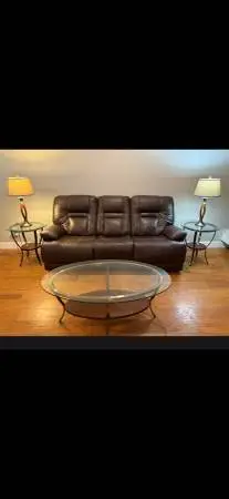 Leather power reclining couch set