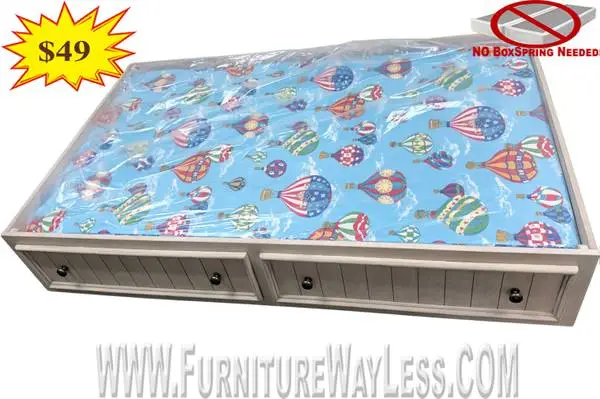 Factory Direct Antique cream white twin size platform bed frame