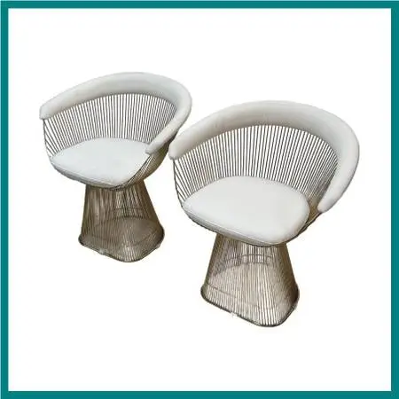 New Eternity Modern Platner Style Arm Chairs, Pair