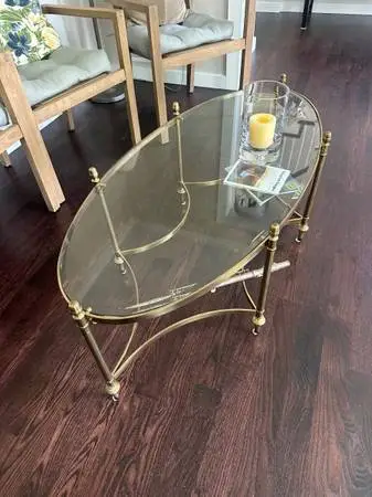 Brass Coffee table with glass top