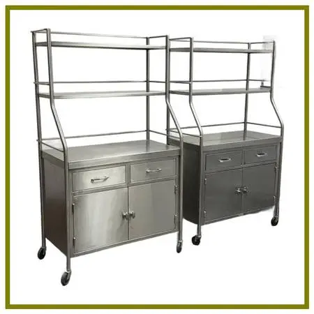 Shampaine Co. Stainless Steel Rolling Cabinets, Pair