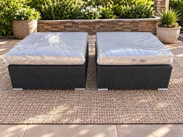 New 2pc set outdoor patio furniture ottomans oversize sunbrella