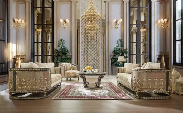 2 Piece Living Room Set in Antique Gold  by Homey Design - HD-9011