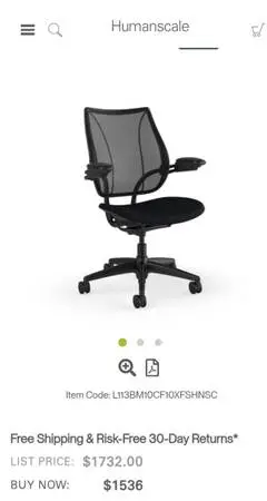 Brand New Humanscale Liberty Ergonomic Office Task Chair, Black 7 Left