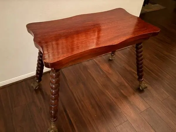 Claw glass ball oak lamp table