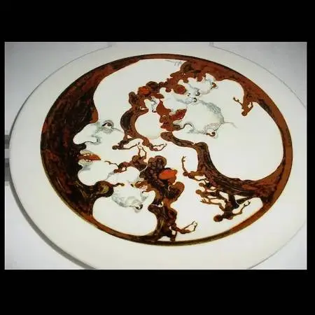 SIGNED MODERN HANDMADE MICHAEL & MIEKO KAHN STUDIO ART POTTERY PLATE
