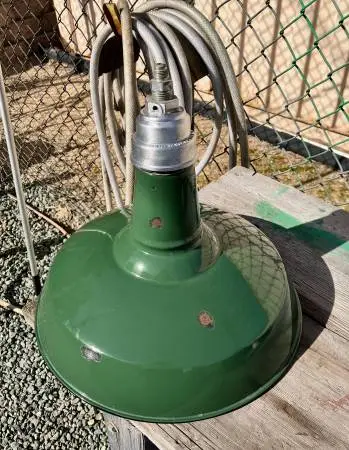 Vintage Enamel Barn - Gas Station Light, Complete