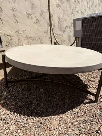 Stratus Grey 49 Wide Round Concrete Top & Metal Base Coffee Table