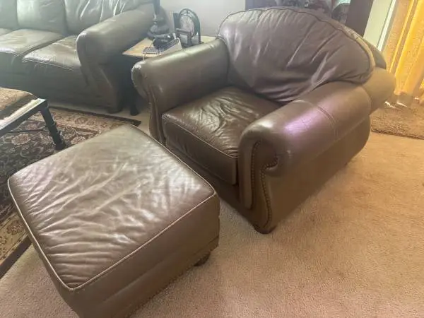 Flexsteel Genuine Leather Chair & Ottoman REDUCED!