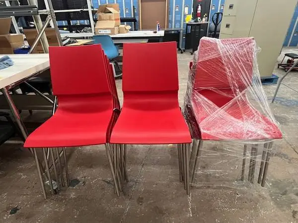 Collectible Modern Ricciolina Marco Maran Italian Red Stacking Chairs