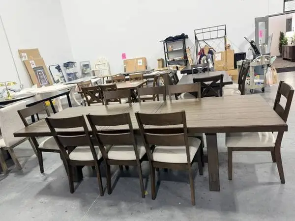 Bayside Furnishings Brinley 9 Piece Extendable Dining Table Set Brown
