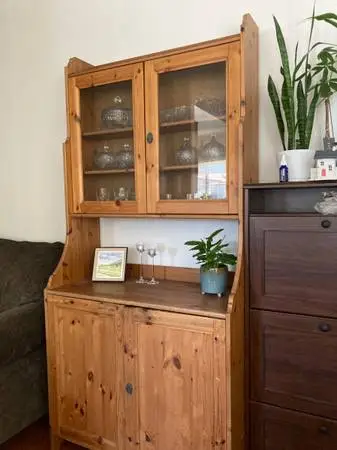 Wooden Display Tall Cabinet with glass doors