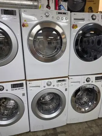 Lg white front loading washer and gas dryer