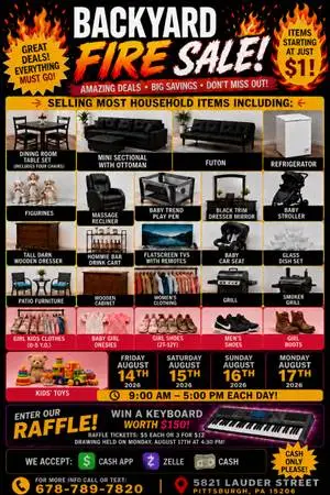 🔥🔥 BACKYARD FIRE SALE — EVERYTHING MUST GO! 🔥🔥