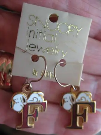 NEW on Card Snoopy Initial F Earrings