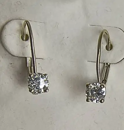 💎 1/2 CT. Solitaire DIAMOND 💎 14k White Gold Lever Back EARRINGS 💎