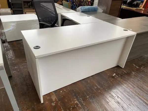 DESK L SHAPE WHITE, GRAY 60X66 WITH DRAWERS