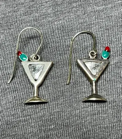 Pair of 2006 Silpada sterling silver martini glass earrings