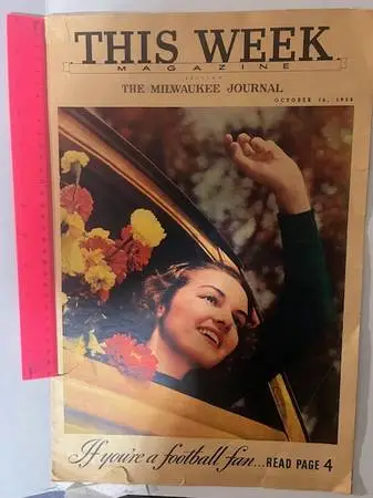 1938 Milwaukee Journal this week newspaper football insert Vintage