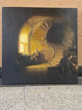 Rembrandt Philosopher In Meditation Oil On Canvas Painting Art Picture
