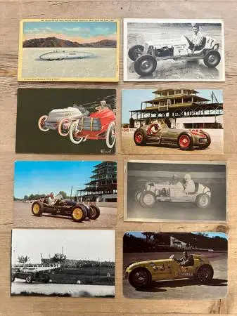 Vintage 1930s-1950s Auto Racing Postcard & Photo Lot (8 Pcs) Indy 500