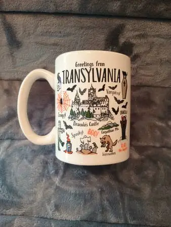 Greetings From Transylvania ceramic Halloween mug