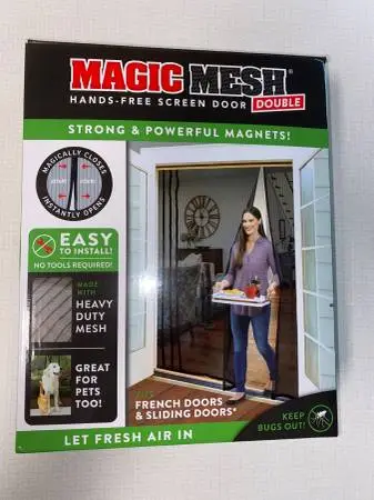 Magic Mesh Double Door Patio Screen Magnetic Hands Free Pet Sliding